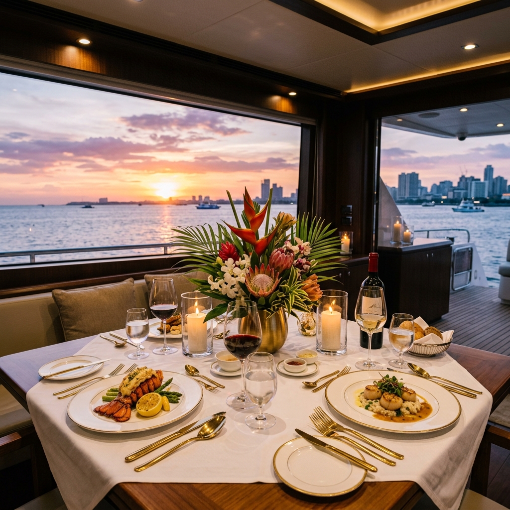 Fine dining aboard the cruise